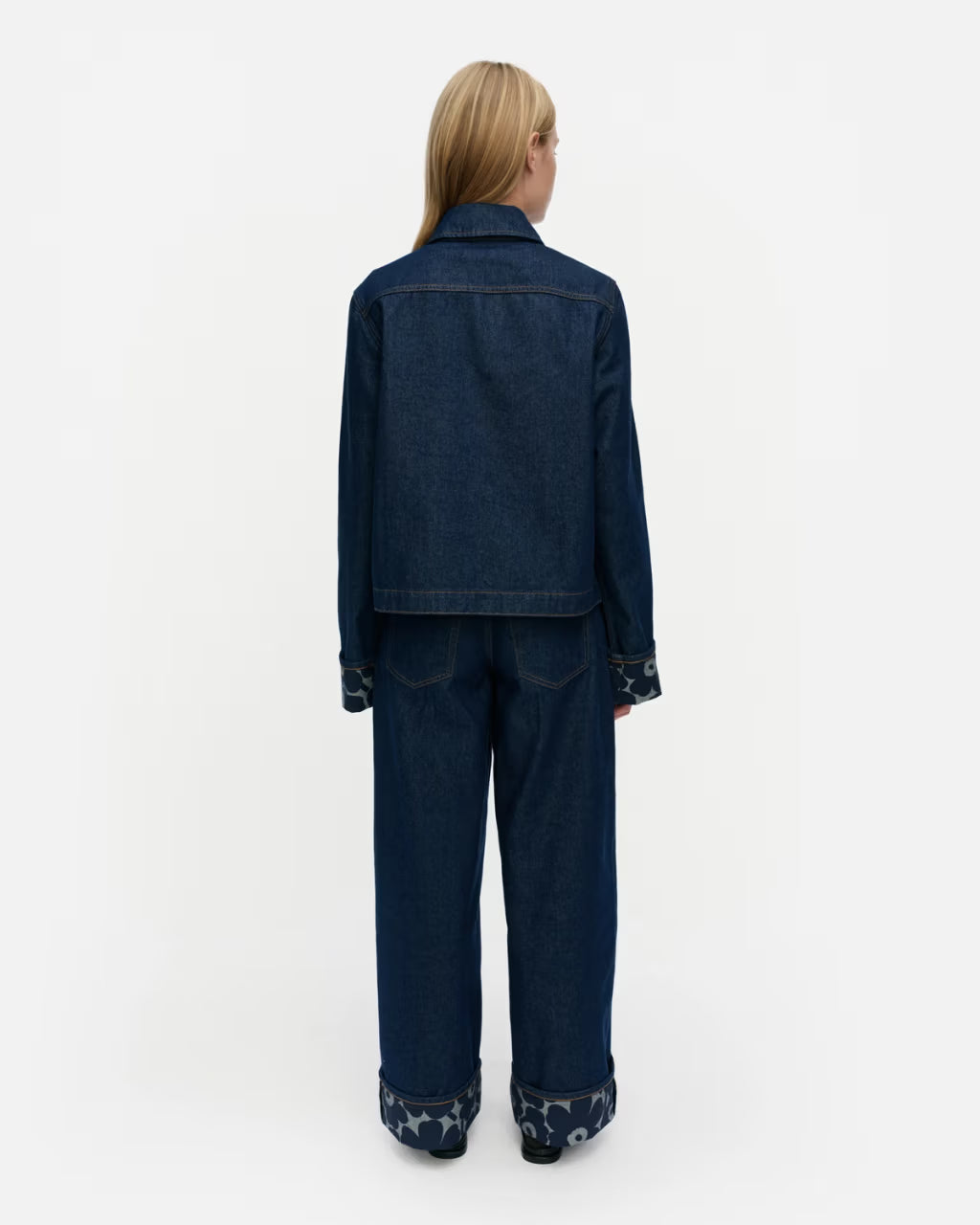 Marimekko naisten farkkutakki Maridenim Käänteet Mini Unikko, tummansininen