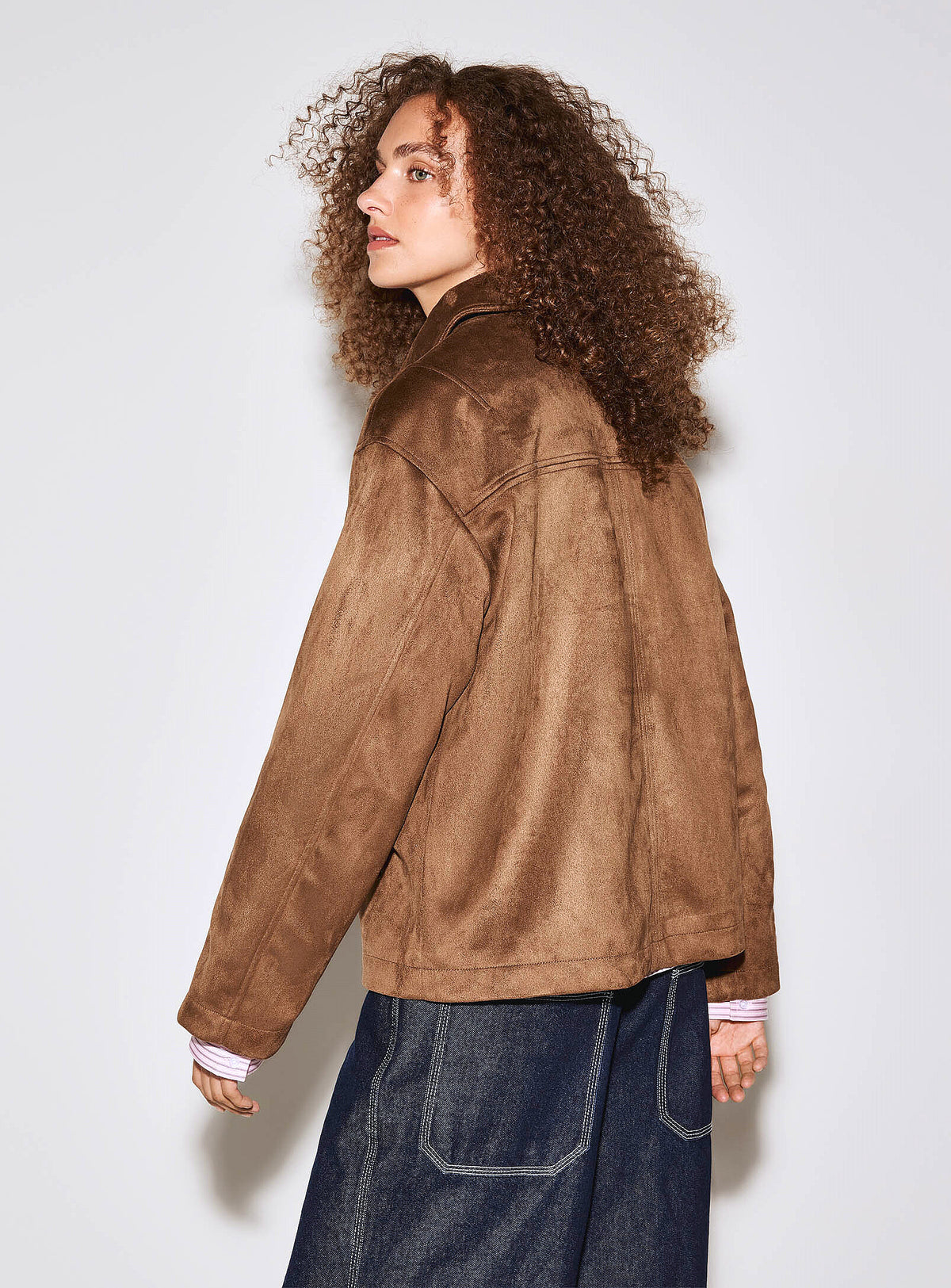 Only naisten nahkatakki Carolina Faux Suede Jacket, konjakinruskea