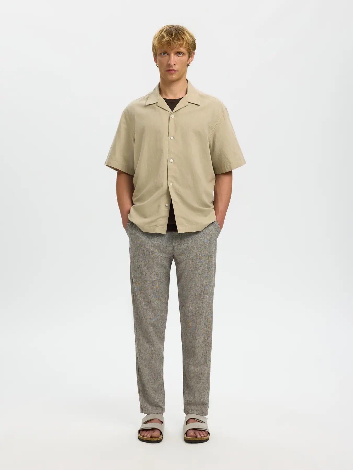 Selected miesten housut SLH172-SLIMTAPE Brody Linen Pant, Delicioso