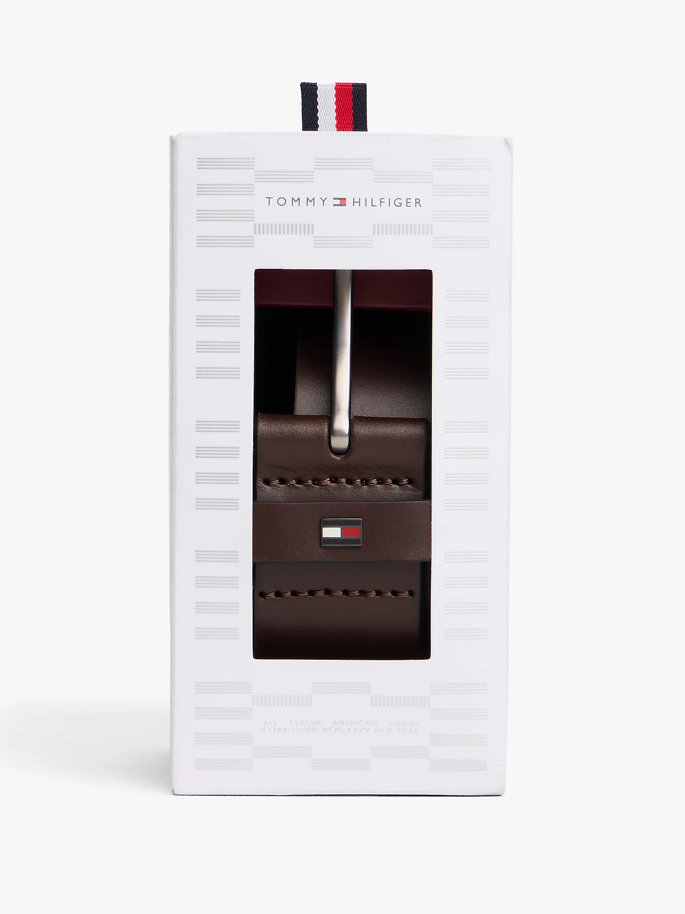 Tommy Hilfiger K DENTON nahkavyö lahjapaketissa, tummanruskea