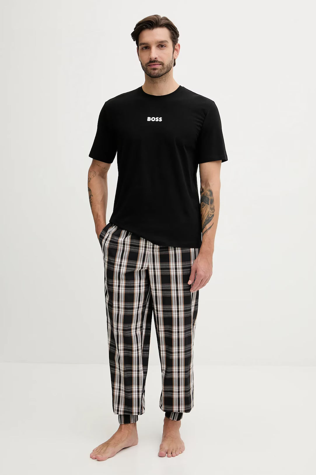Hugo Boss Miesten Pyjamat ja yöasut Easy Long Set T-shirt musta