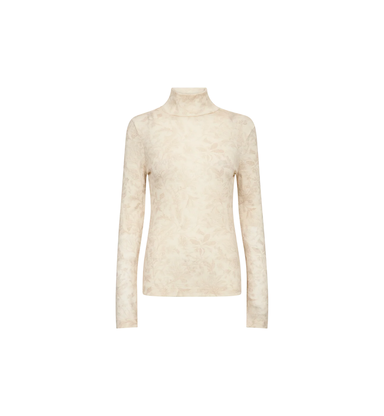 Mos Mosh naisten pitkähihainen paita Xinna Fleur Turtleneck, luonnonvalkoinen