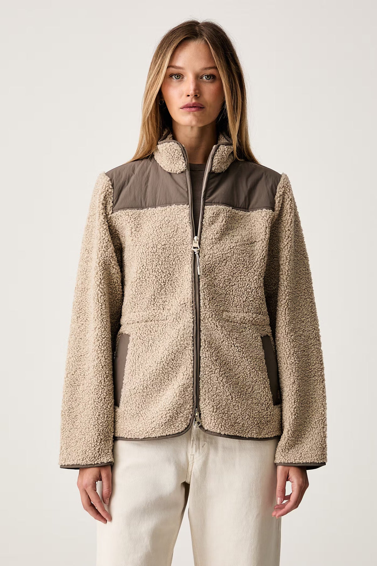 Mos Mosh naisten teddytakki Elisa Eli Teddy Jacket, vaalea beige