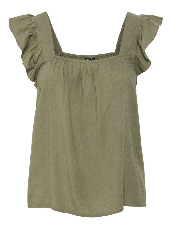 Pieces naisten toppi Pcpia Sl Top Wvn Noos, Deep Lichen Green