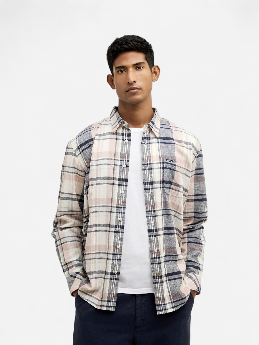 Barbour miesten kauluspaita Holwick, Kuosillinen beige - Kekäle.fi