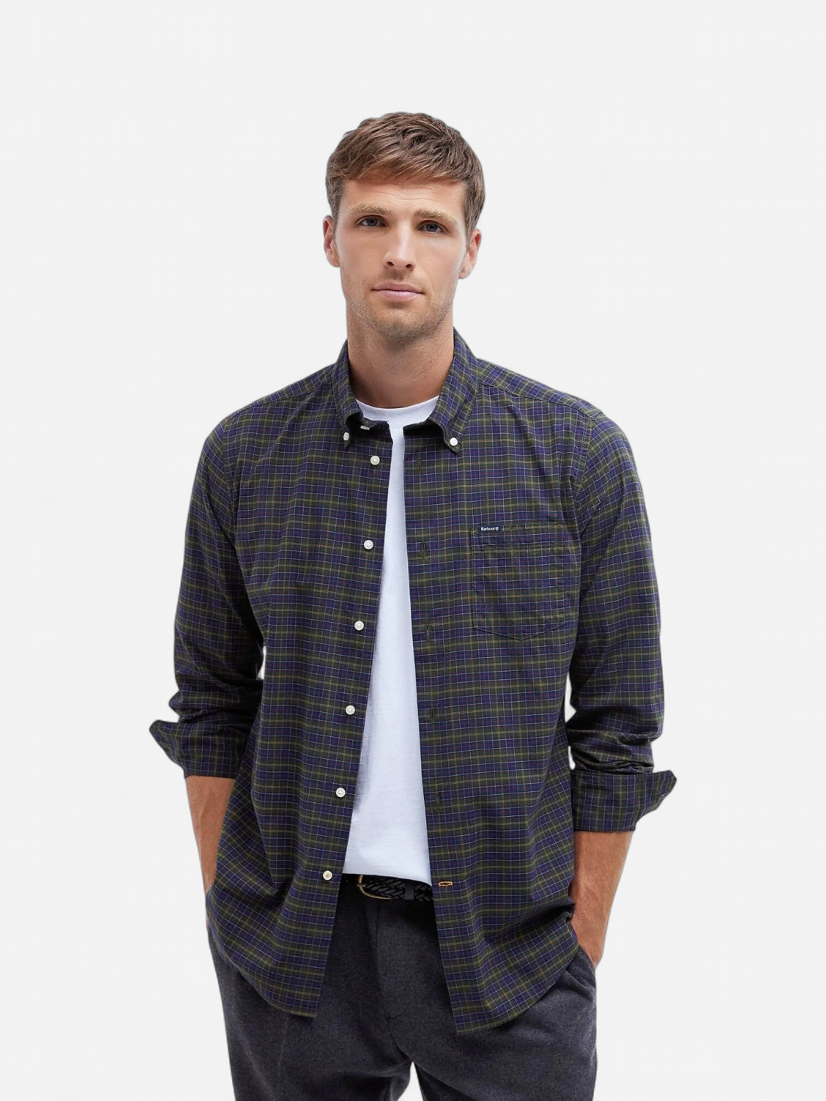 Barbour miesten kauluspaita Lomond Shirt, sininen ruutu - Kekäle.fi