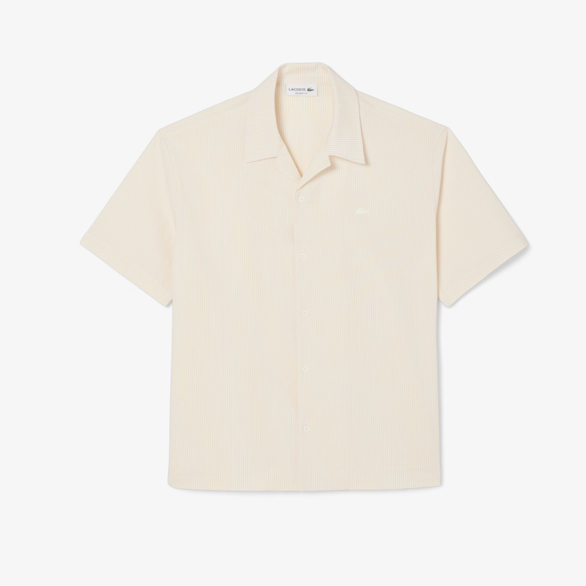 Lacoste miesten lyhythihainen kauluspaita Relaxed Fit Waffle Texture Shirt, valkoinen