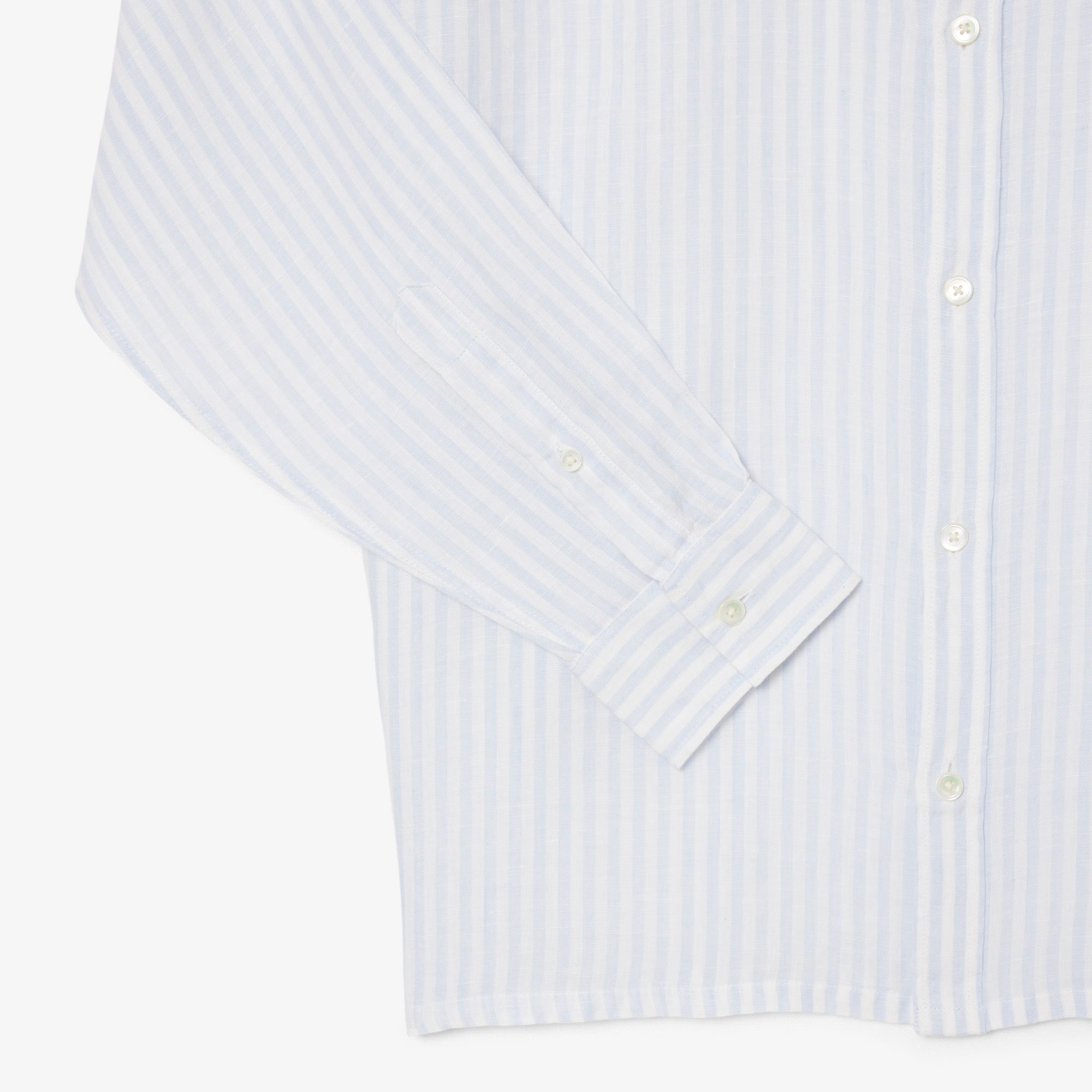 Lacoste miesten kauluspaita Reg Fit Striped Linen Shirt, raidallinen sininen