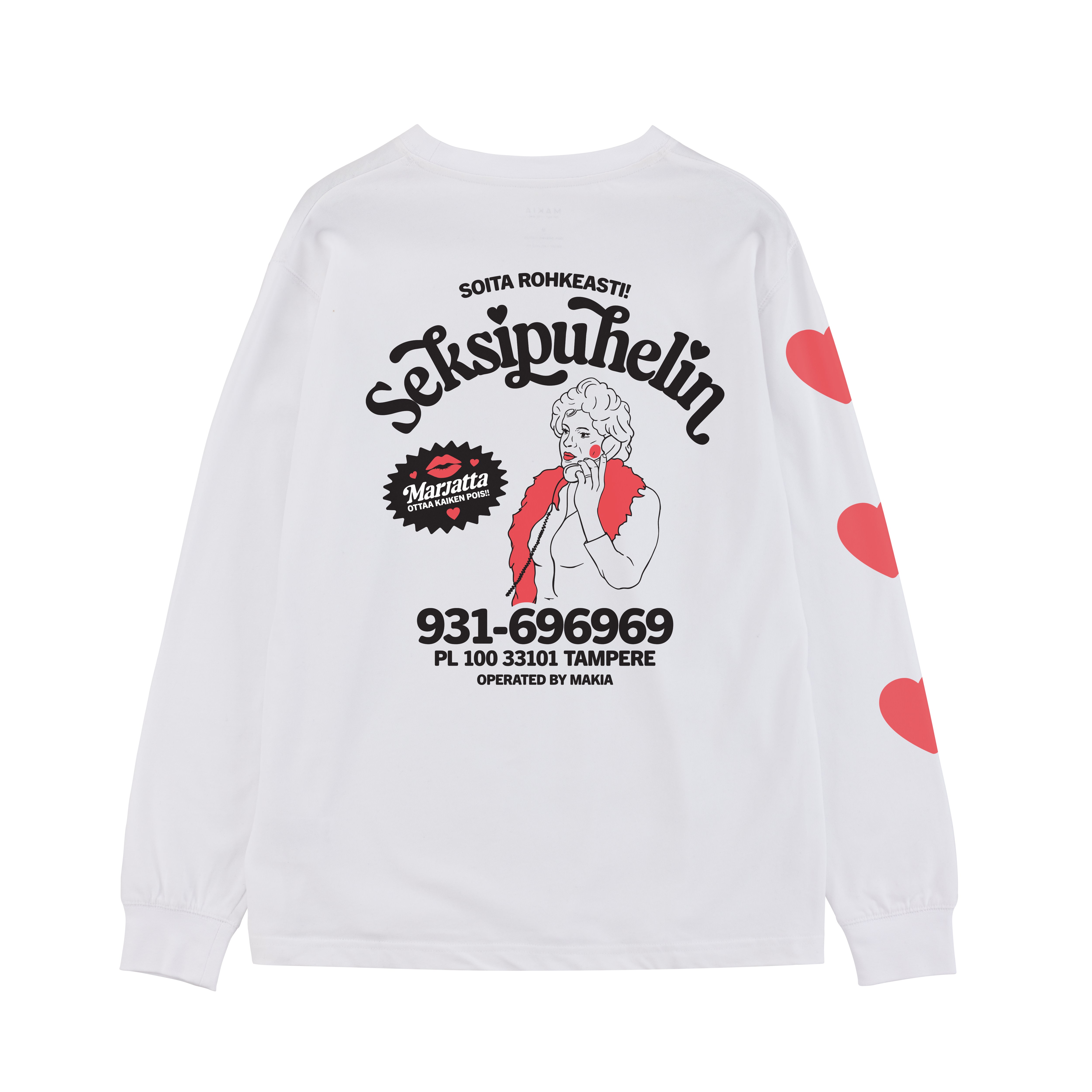 Makia Kummeli Seksipuhelin Long Sleeve, valkoinen