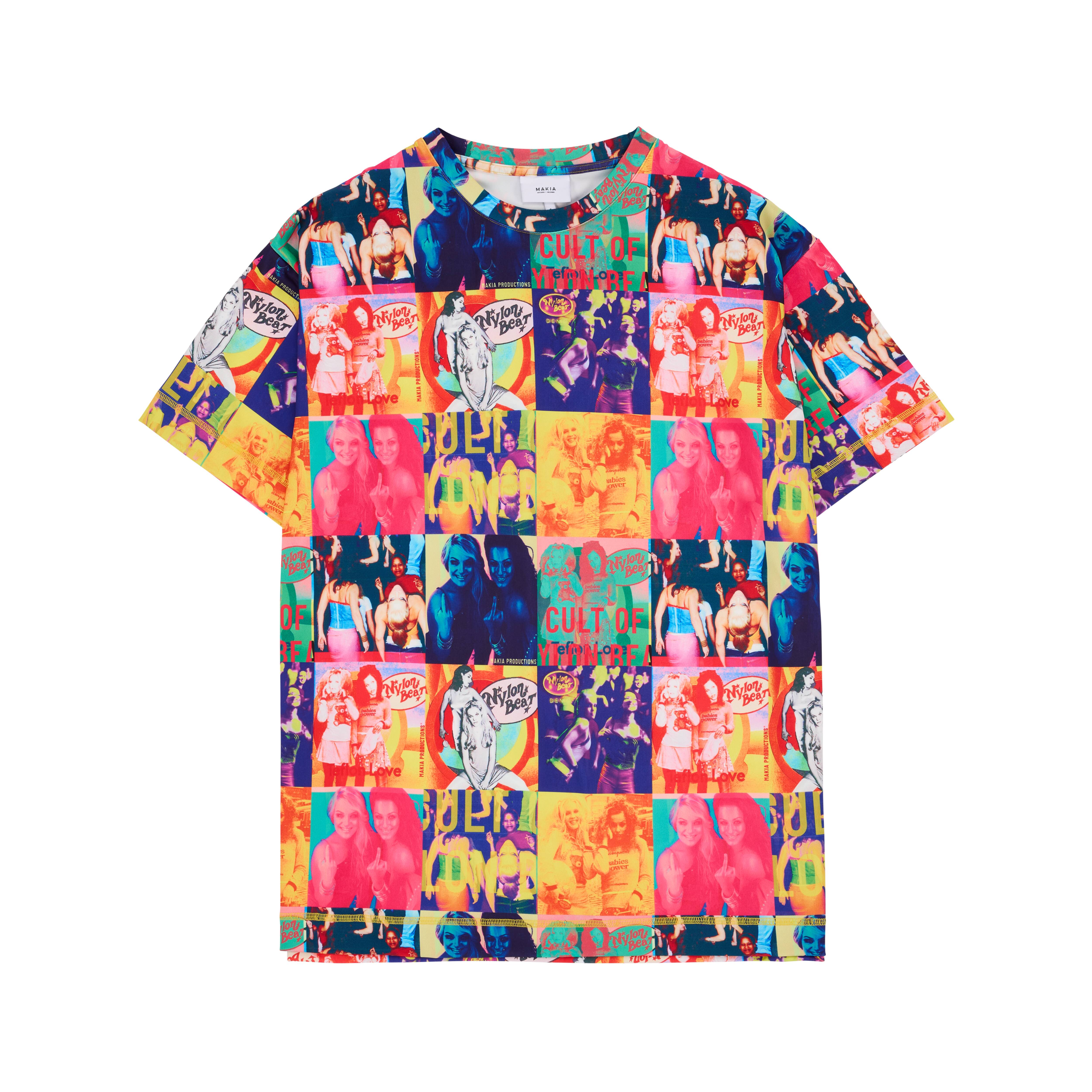 Makia x Nylon Beat t-paita Nylon Oversize T-shirt, monivärinen kuosi, jossa rohkea ja värikäs kuviointi, valmistettu laadukkaista materiaaleista kotimaiselta perheyritykseltä.