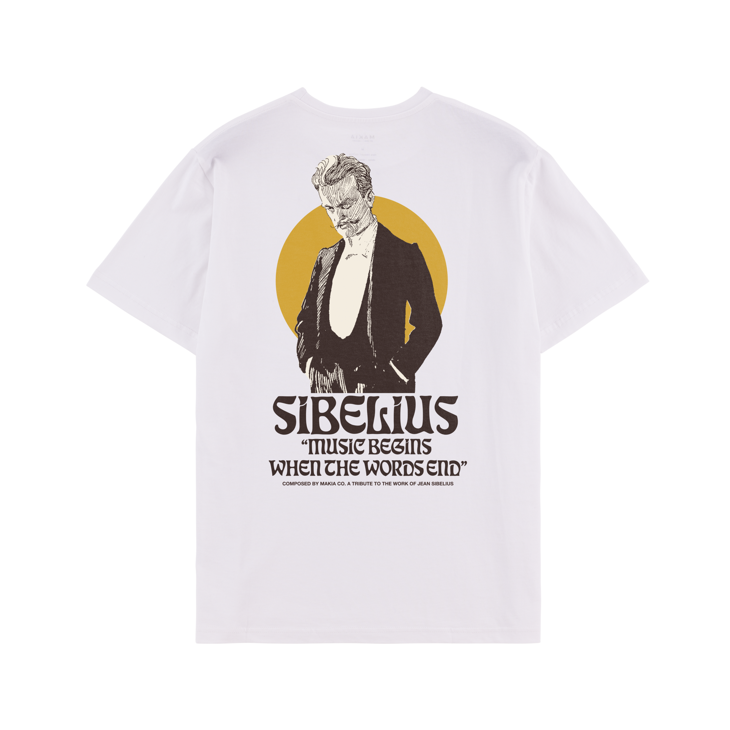 Makia x Sibelius miesten T-paita Sibelius Music, valkoinen