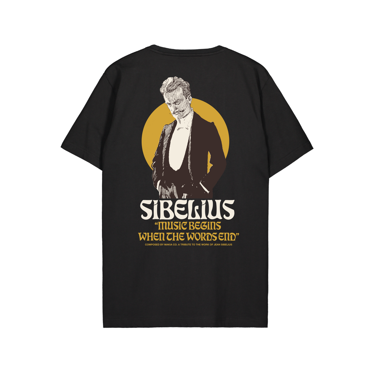 Makia x Sibelius miesten T-paita Sibelius Music, musta