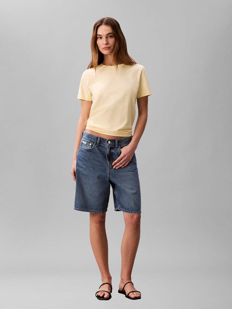 Calvin Klein Jeans naisten t-paita SS Monogram Crew Tee, sitruunankeltainen