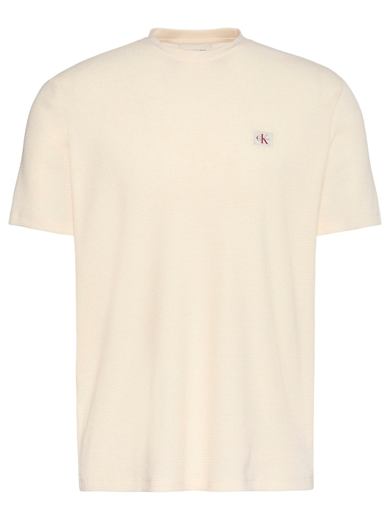 Calvin Klein Jeans miesten t-paita SS Waffle Badge Crewnk Tee, kerma