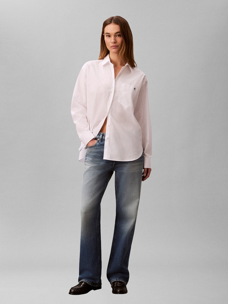 Calvin Klein Jeans naisten paitapusero Cotton Poplin Relaxed Shirt, valkoinen