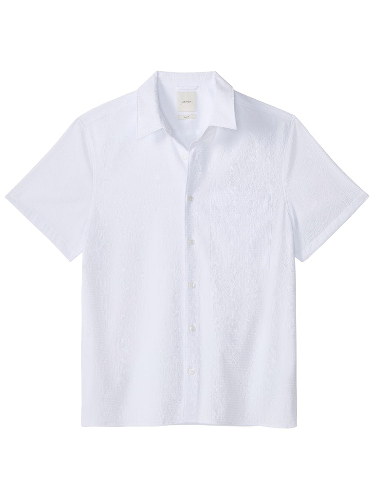 Calvin Klein Menswear miesten paita SS Solid Seersucker Classic Shirt, valkoinen