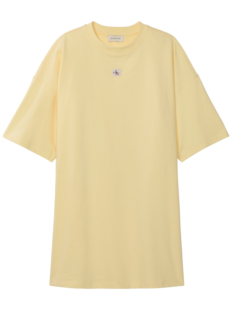 Calvin Klein Jeans naisten t-paitamekko SS WOven Label Oversized Tee Dress, sitruunankeltainen