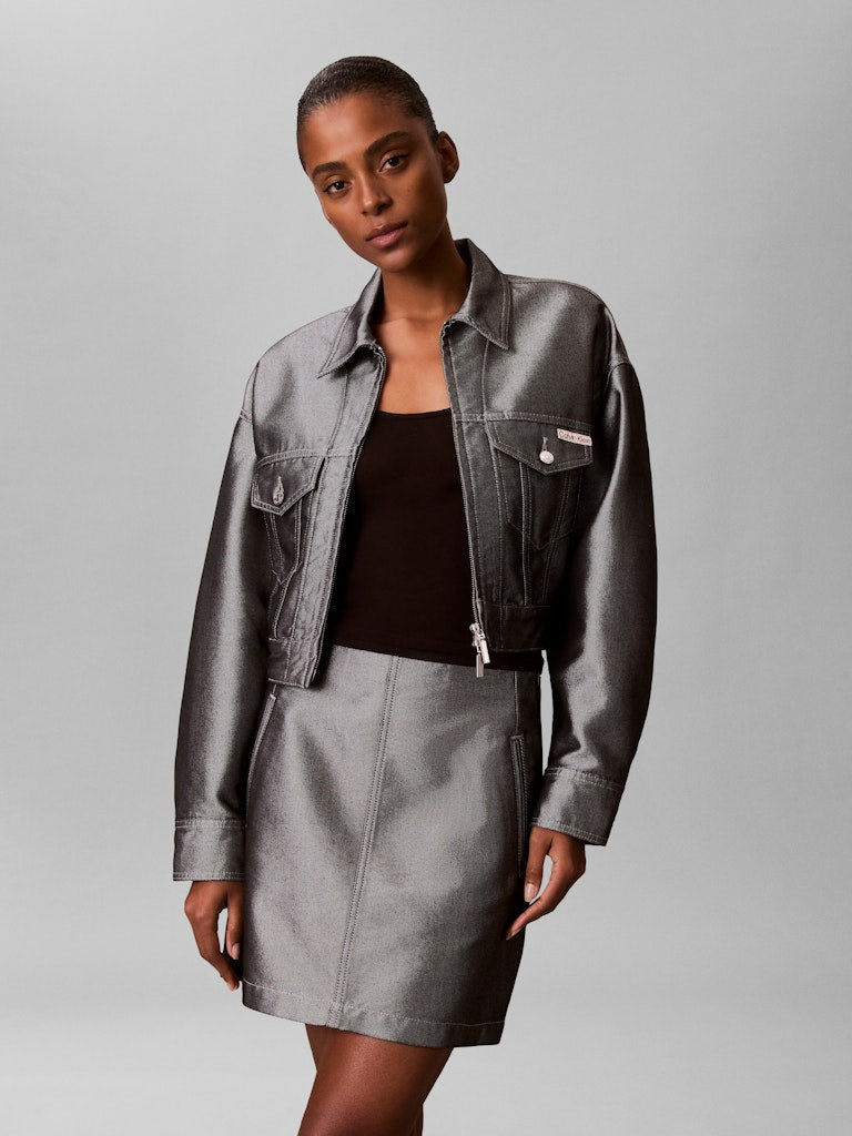 Calvin Klein Jeans naisten hame A LINE SKIRT DENIM SHINE, hopeanharmaa