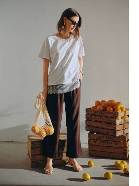 Freequent naisten kangashousut Lava Ankle Pant, keskiruskea