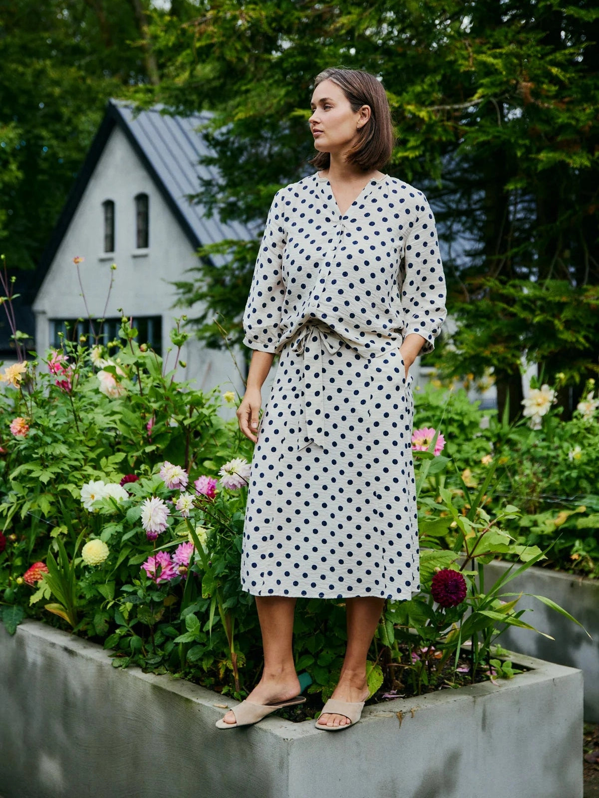 Freequent hame Alma Skirt, kuosillinen beige