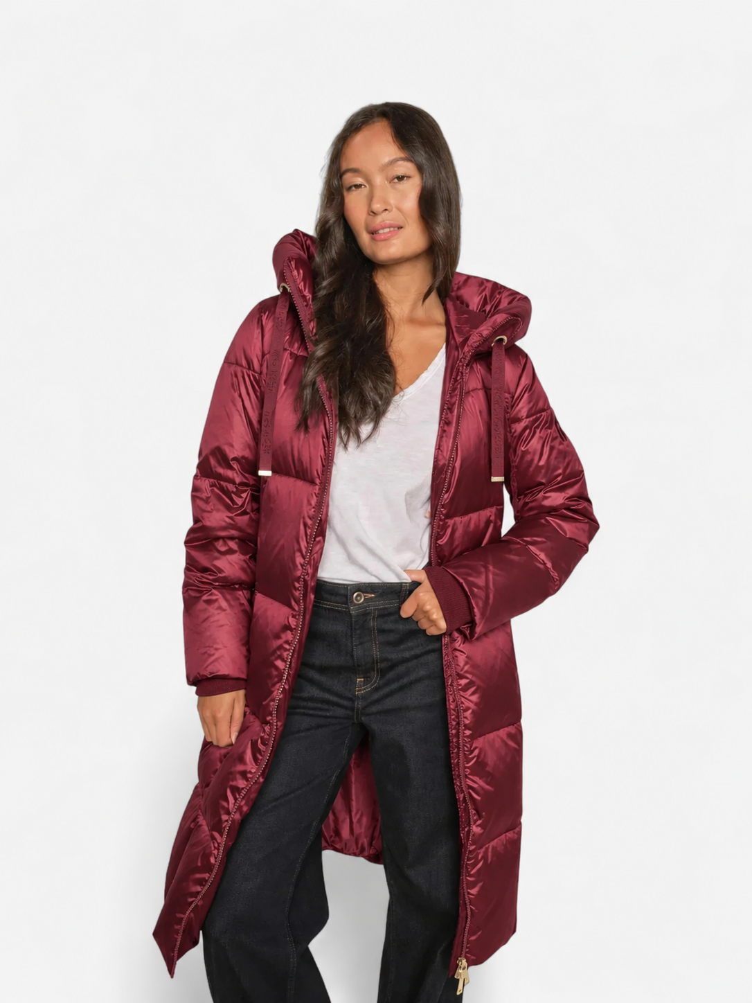Mos Mosh naisten untuvatakki Nova Metallic Down Jacket, viininpunainen