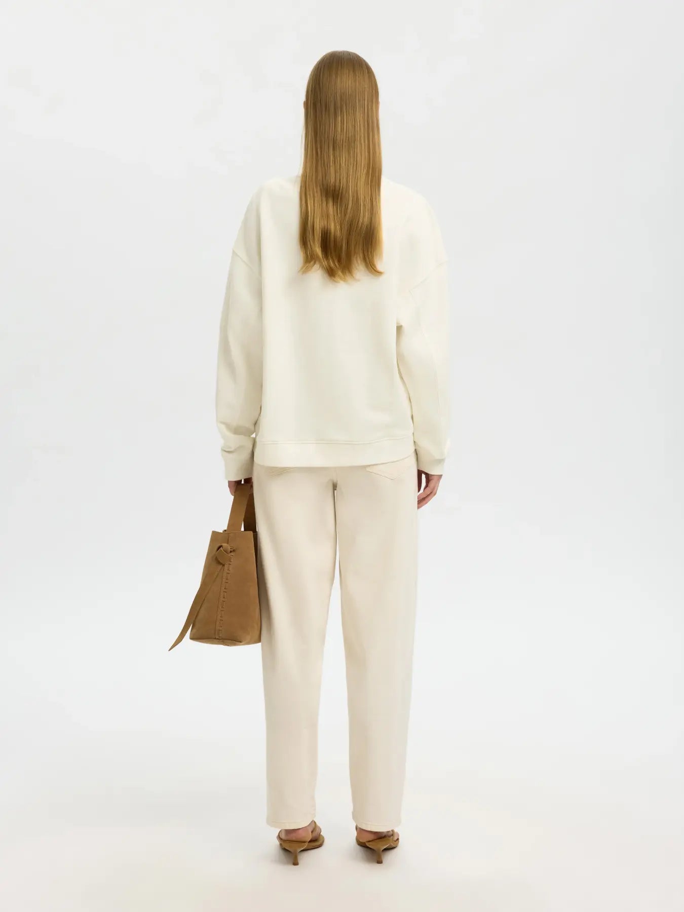 Selected Femme naisten collegepaita Slfelisa LS Sweat, Egret Potters Clay