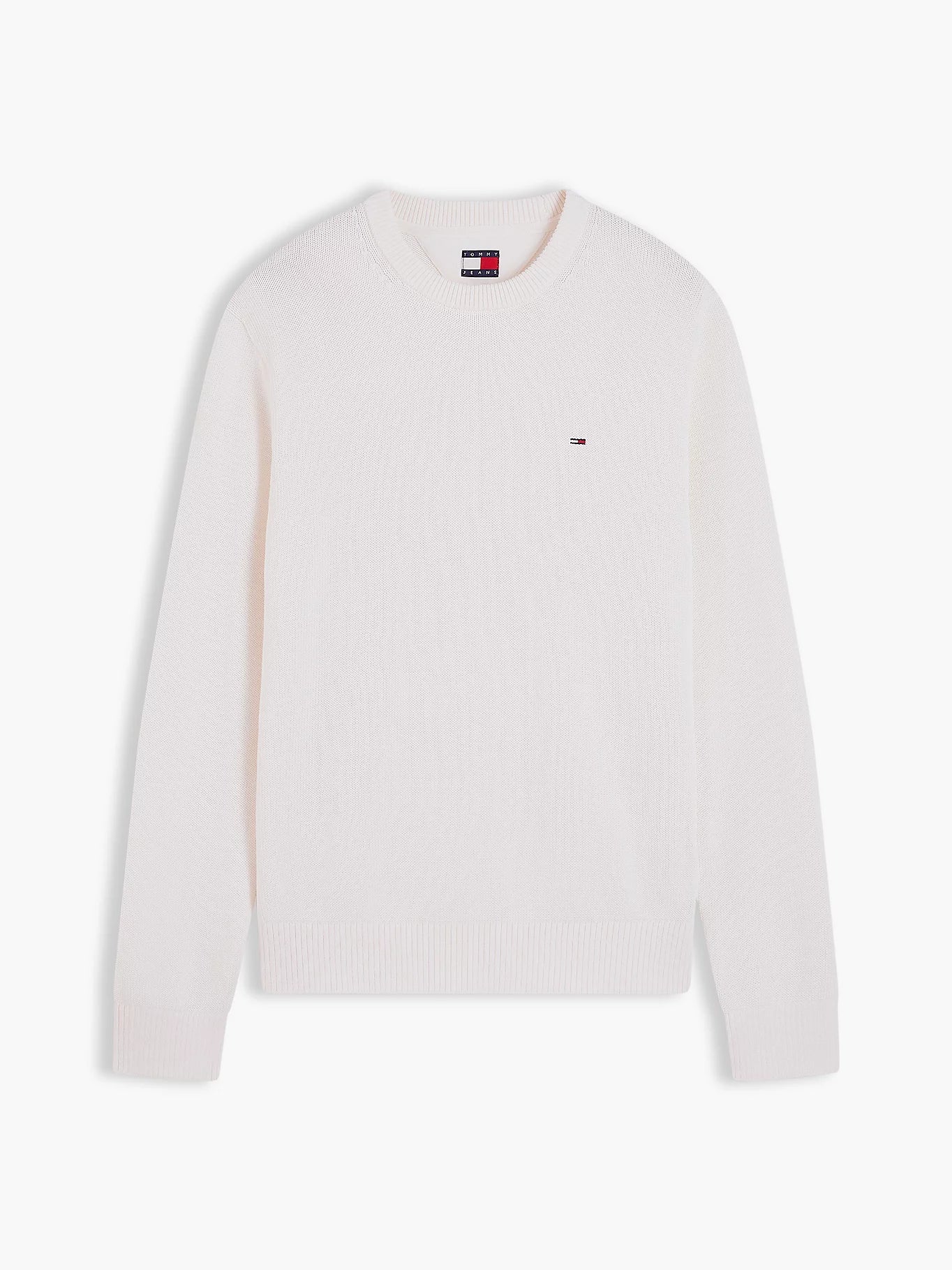 Tommy Jeans miesten neulepusero Slim Essential Sweater, luonnonvalkoinen