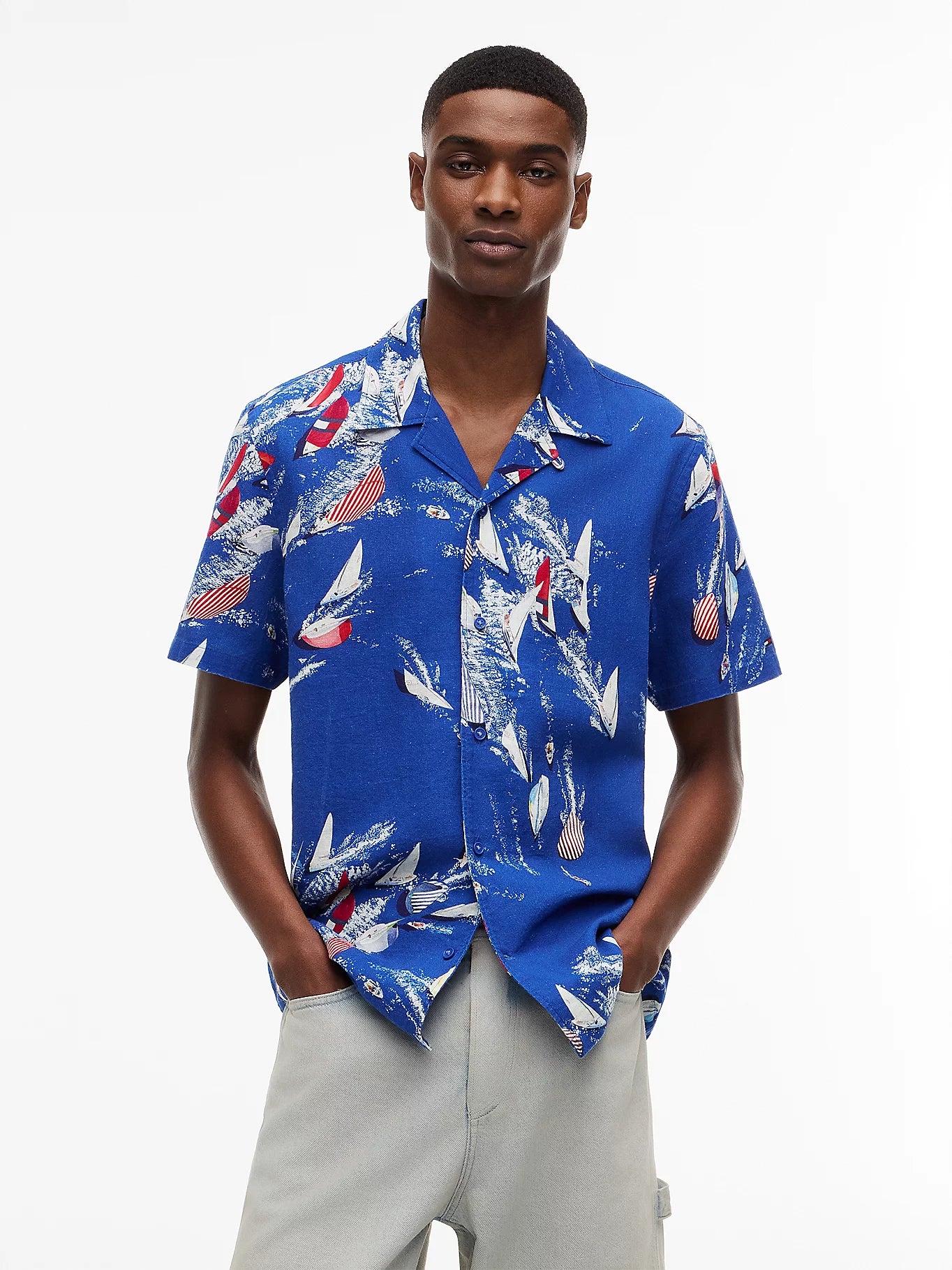 Tommy Jeans miesten kauluspaita Regular, sininen kuosi