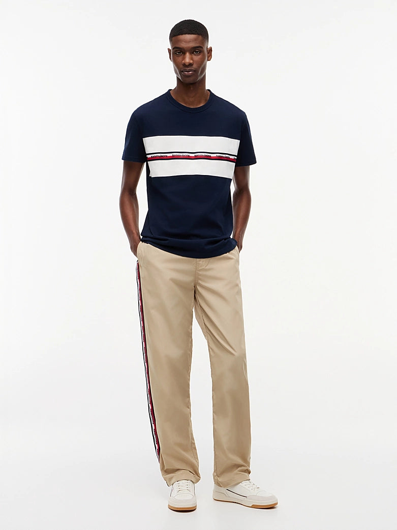 Tommy Jeans miesten t-paita Signature Logo Tape, tummansininen