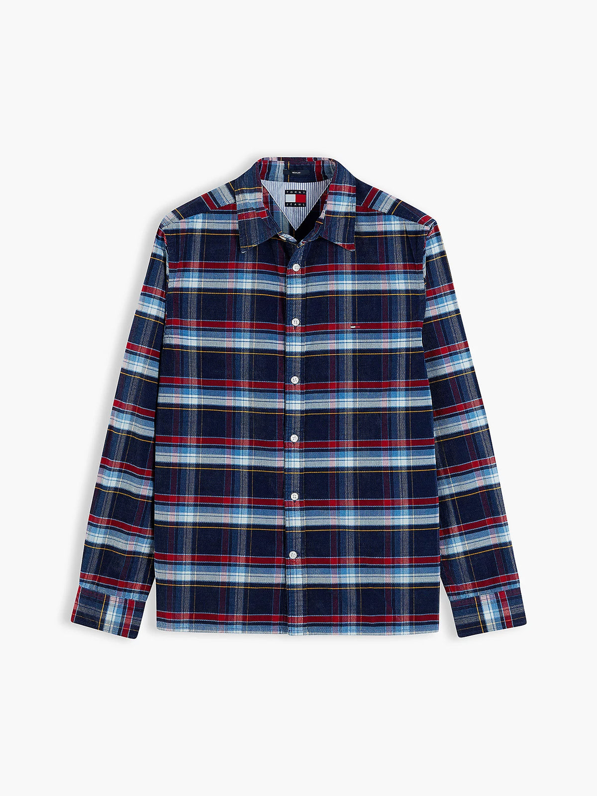 Tommy Jeans miesten kauluspaita Tjm Reg Pattern Corduroy Shirt, tummansininen ruutu