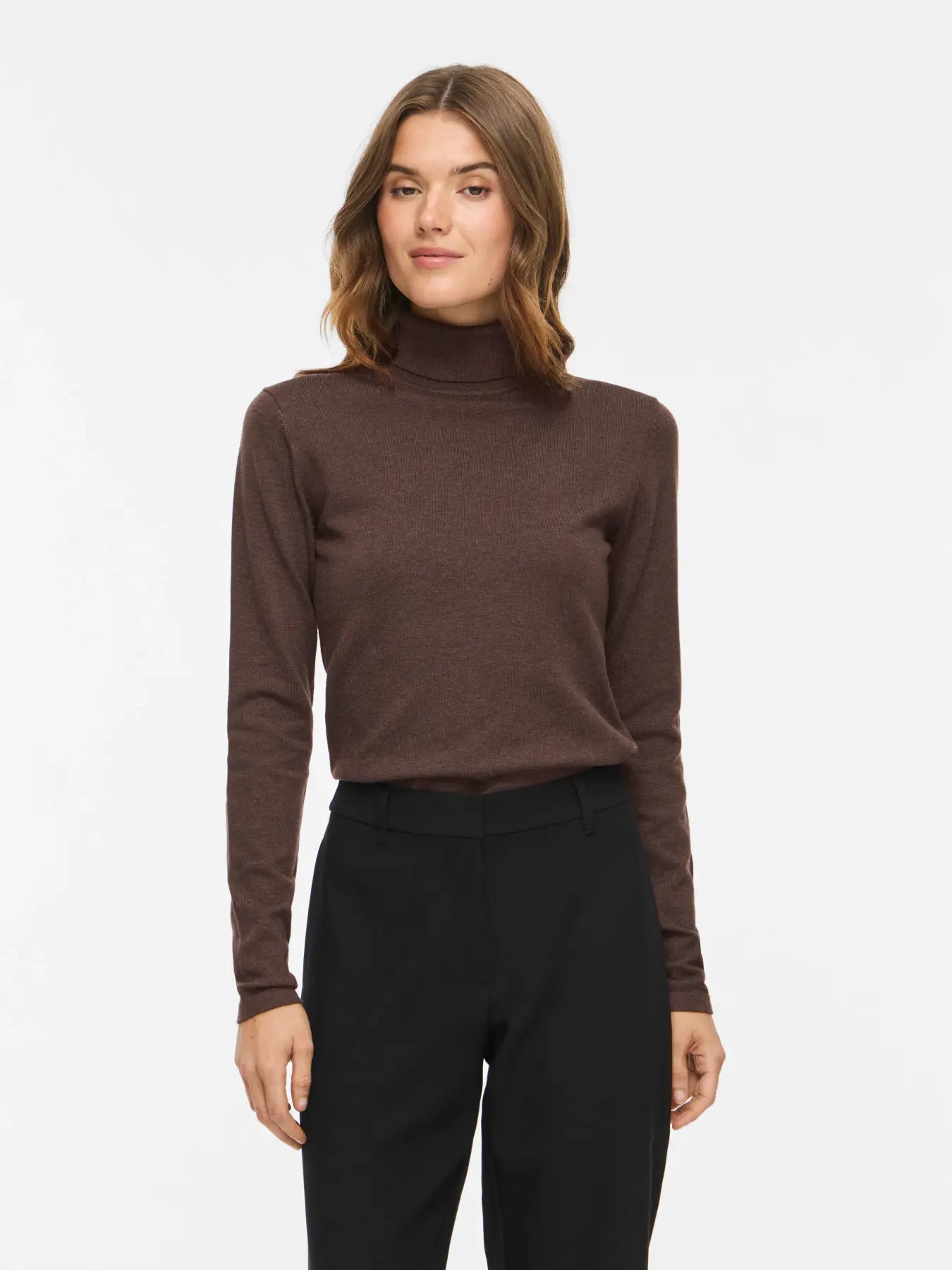Vila naisten neulepusero Vimalu Rollneck, Coffee Bean