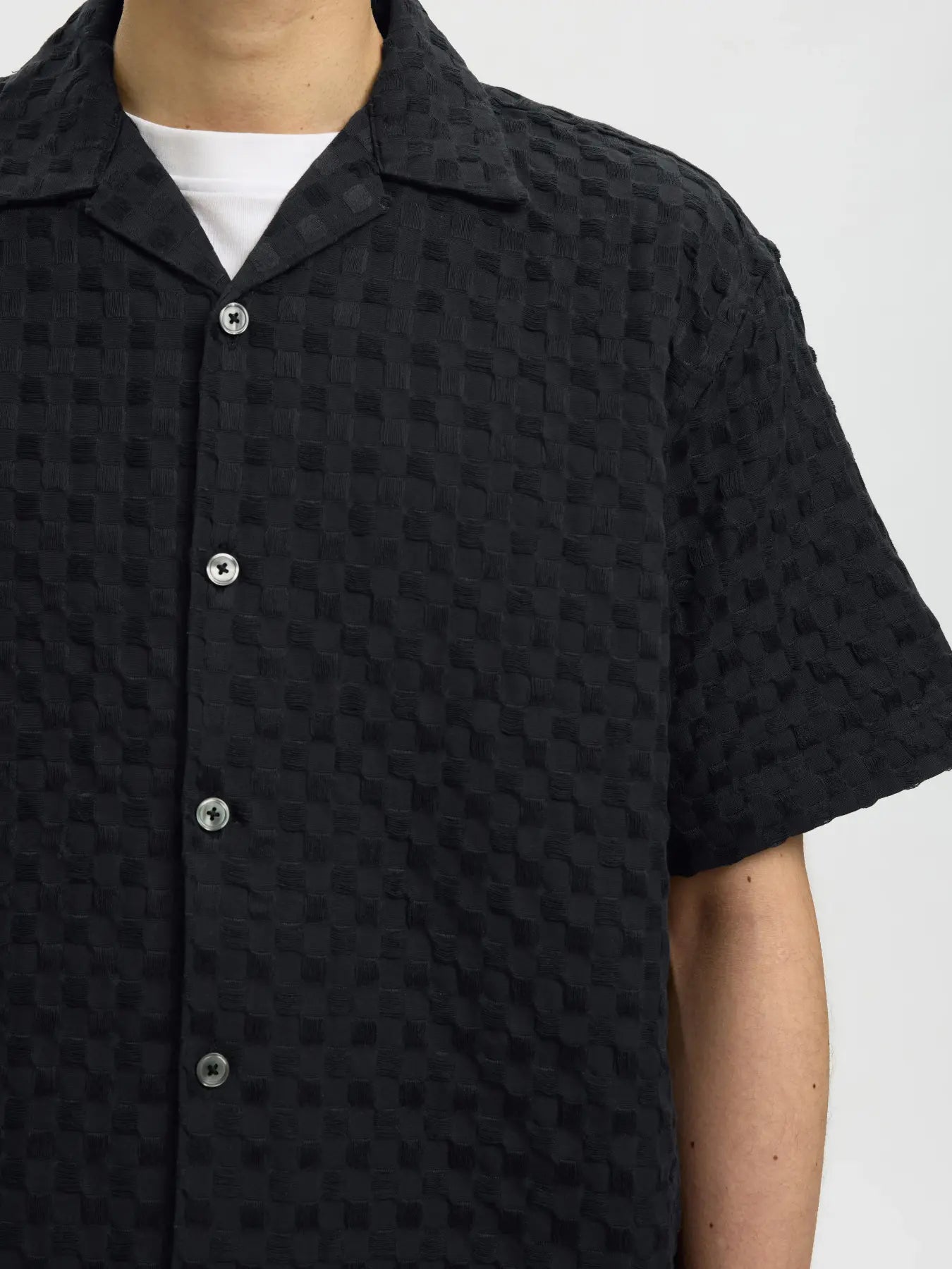 Selected lyhythihainen kauluspaita SLHRLXMONTY Texture Shirt, musta