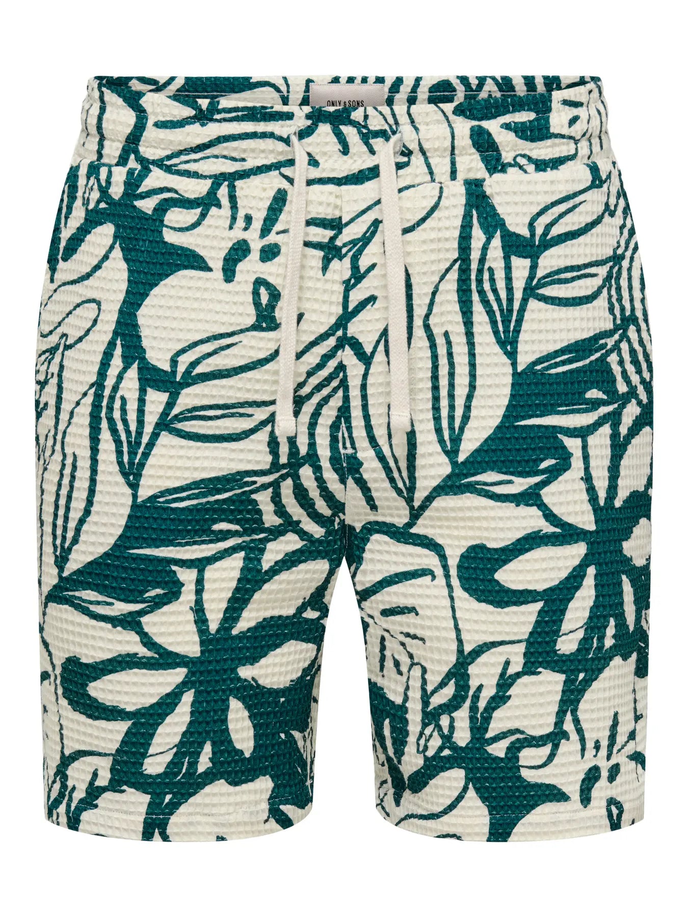 Only and Sons miesten shortsit Onstel Savier Waffle Shorts, vihreä kuosillinen