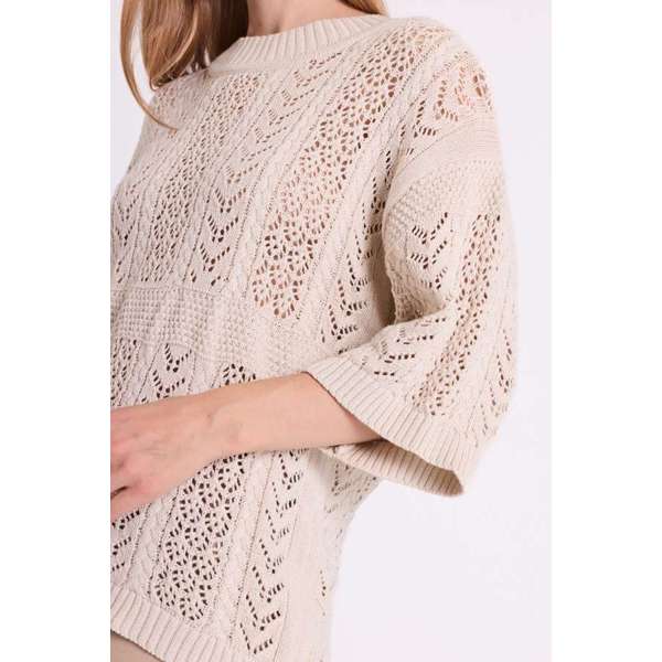 Freequent naisten neulepusero Arwen Pullover, hiekka