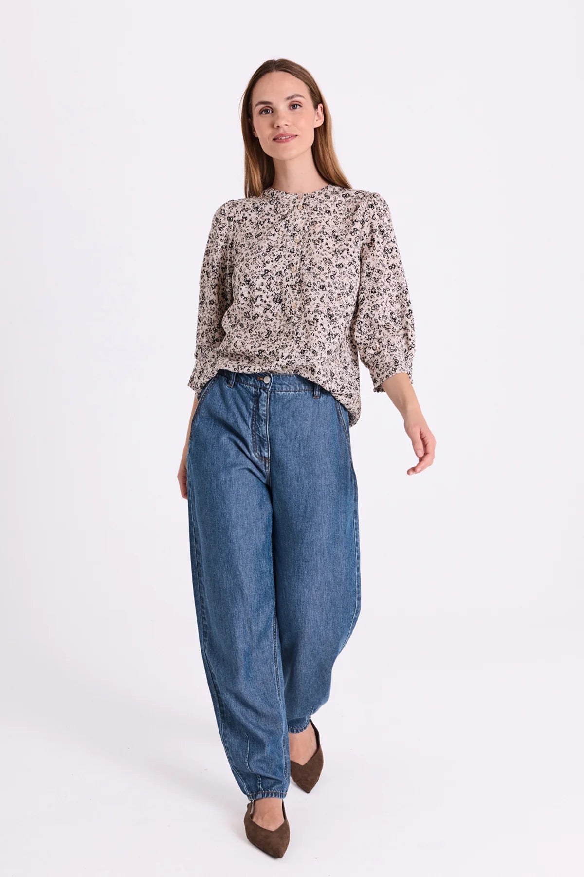 Freequent naisten pusero Molli Shirt, kuosillinen beige