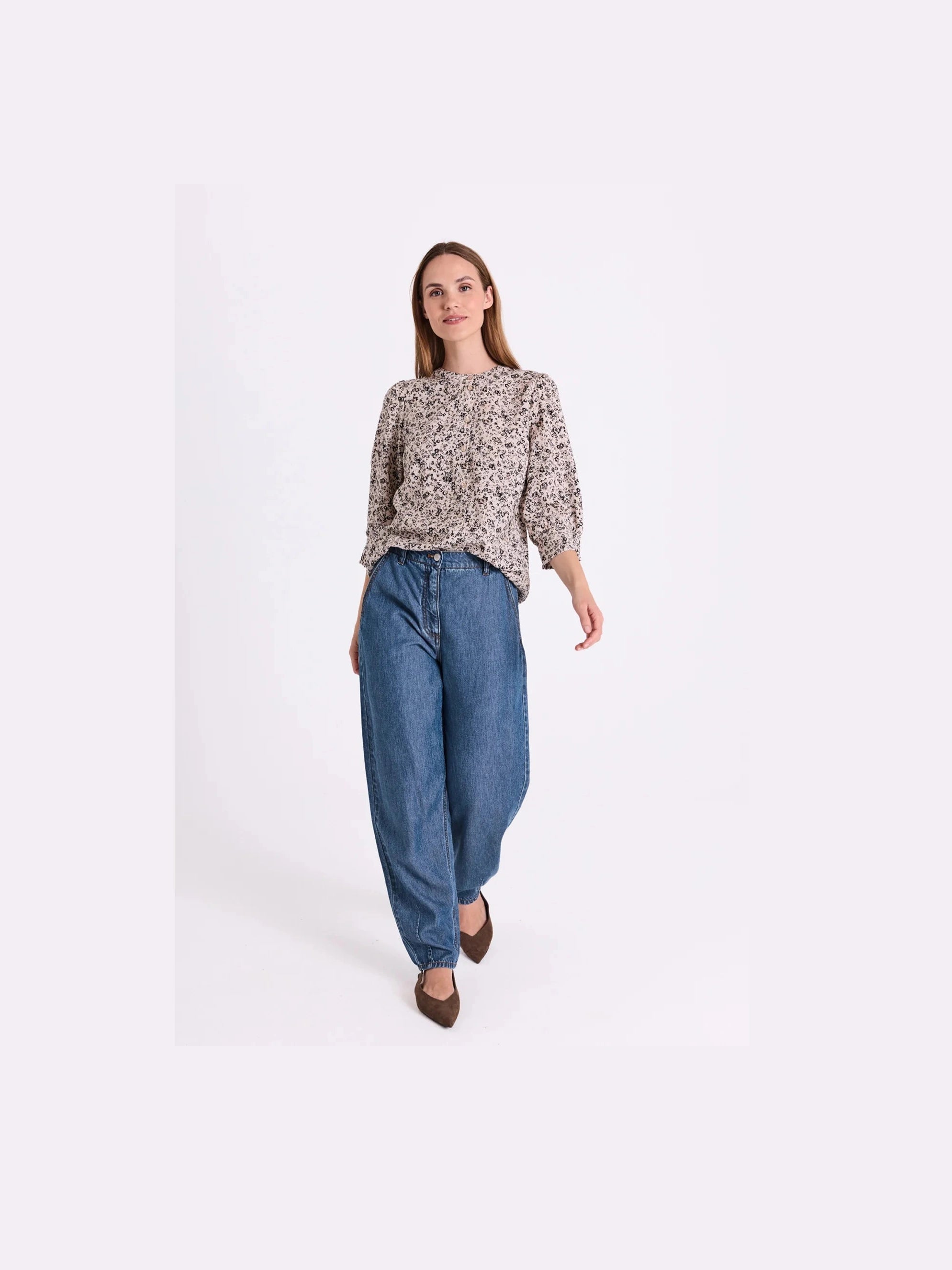 Freequent naisten pusero Molli Shirt, kuosillinen beige