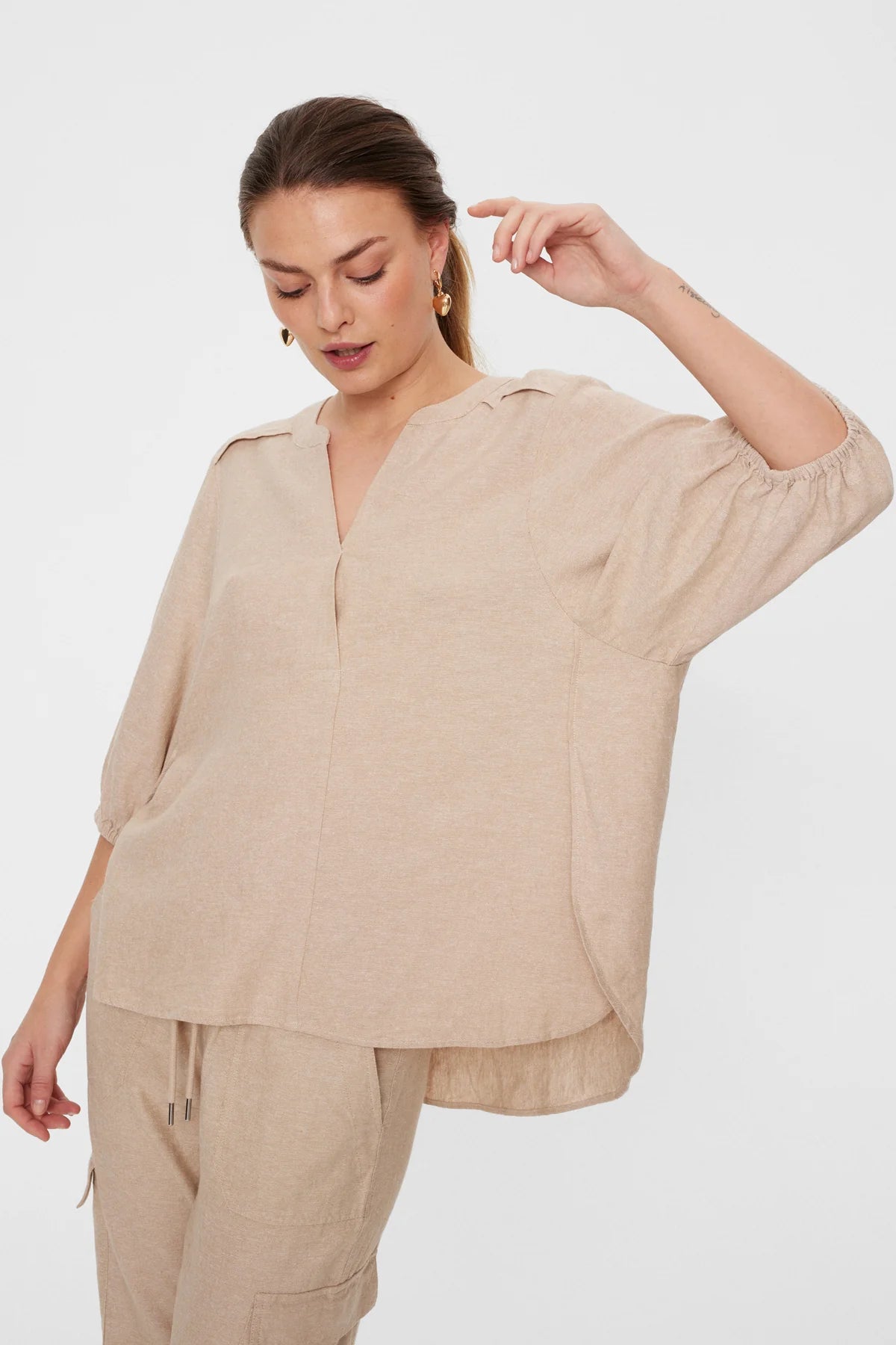 Freequent naisten pusero FQLava-Blouse, vaalea beige