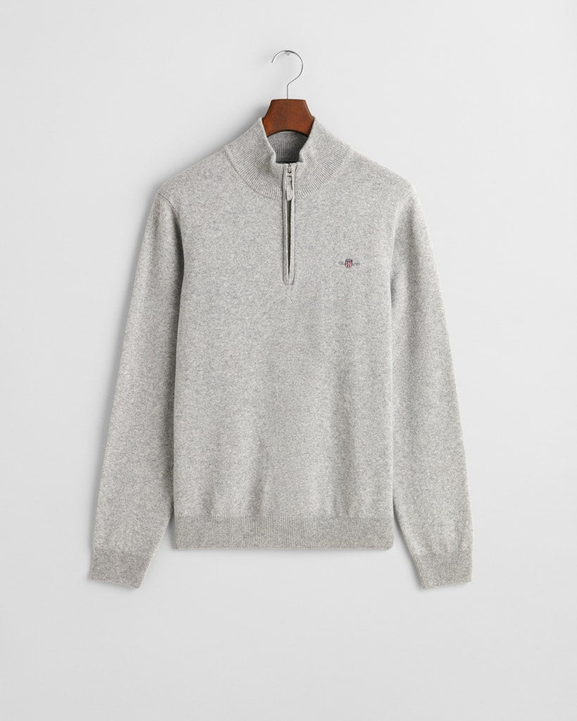 Gant miesten neulepusero, K SUPERFINE LAMBSWOOL HALF ZIP KESKIHARMAA