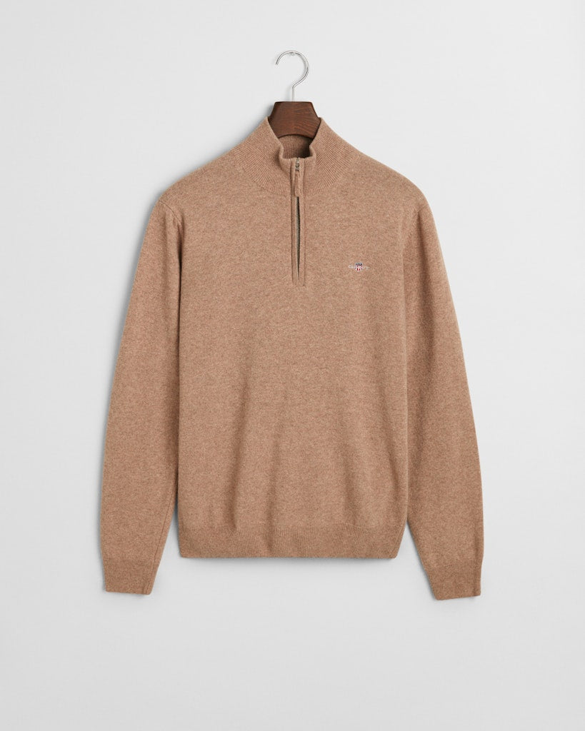 Gant miesten neulepusero, K SUPERFINE LAMBSWOOL HALF ZIP BEIGE