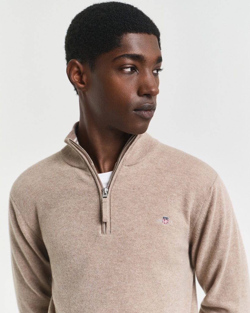 Gant miesten neulepusero, K SUPERFINE LAMBSWOOL HALF ZIP BEIGE