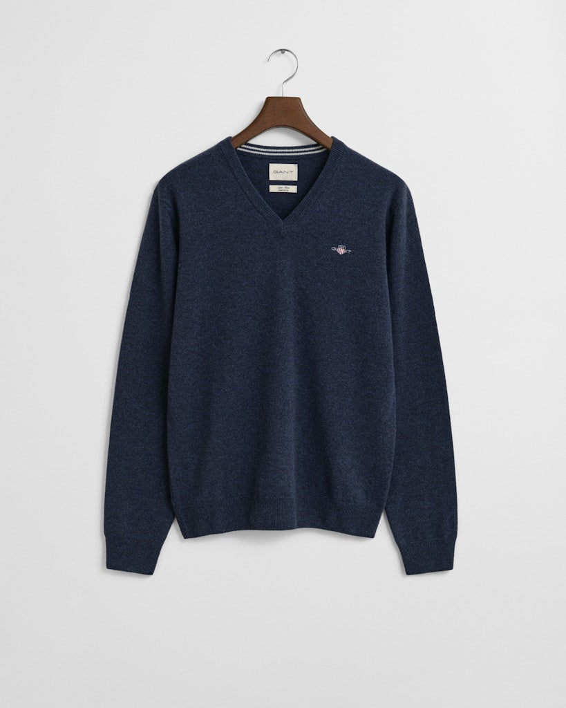 Gant miesten neulepsuero, K SUPERFINE LAMBSWOOL C-NECK SININEN, INDIGO
