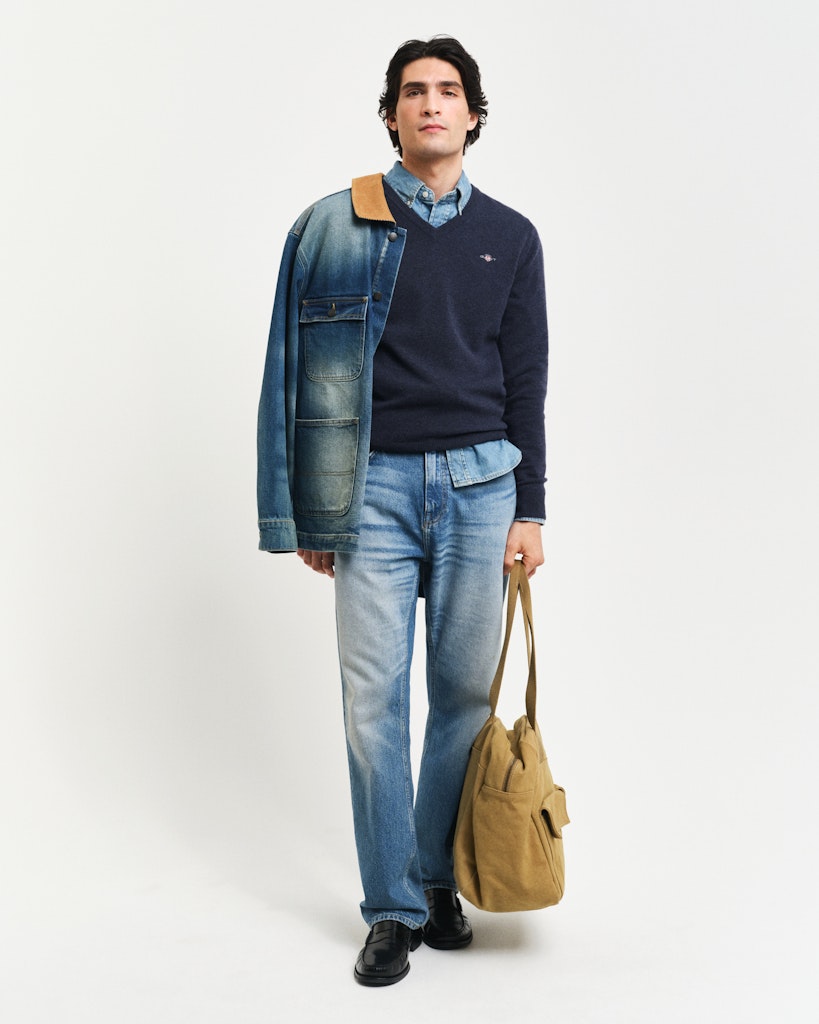 Gant miesten neulepsuero, K SUPERFINE LAMBSWOOL C-NECK SININEN, INDIGO