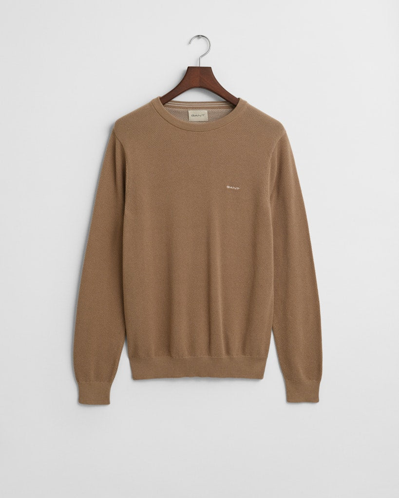 Gant miesten neulepusero Cotton Pique C-Neck, khaki