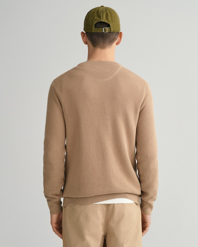 Gant miesten neulepusero Cotton Pique C-Neck, khaki