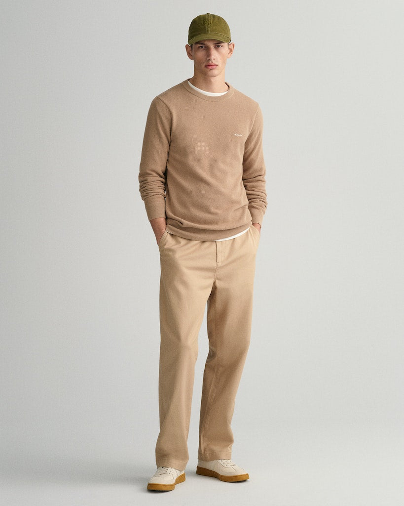 Gant miesten neulepusero Cotton Pique C-Neck, khaki