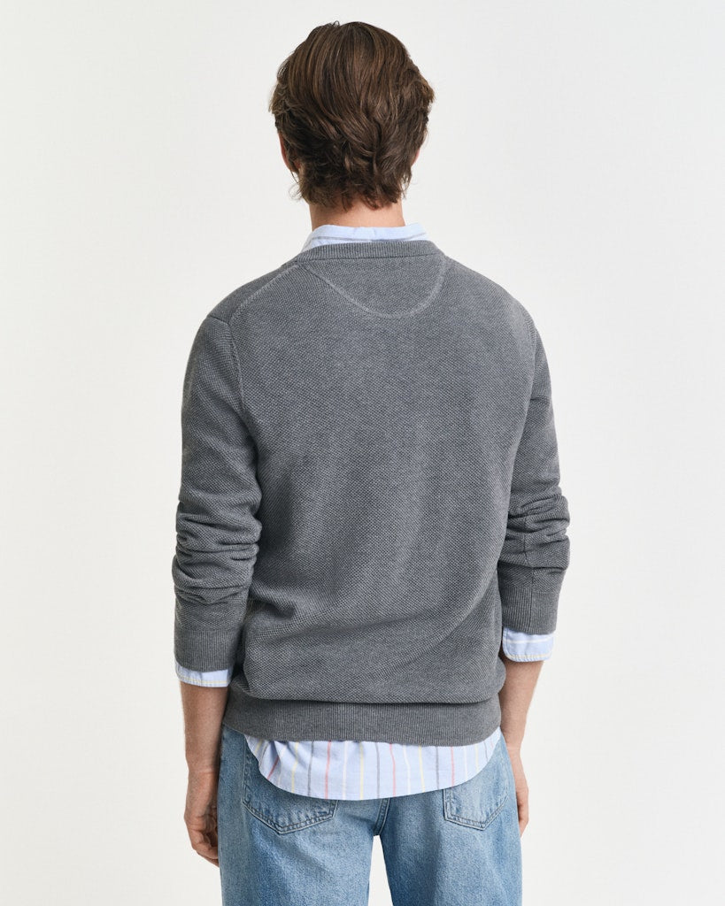 Gant miesten neulepusero, K COTTON PIQUE C-NECK TUMMANHARMAA