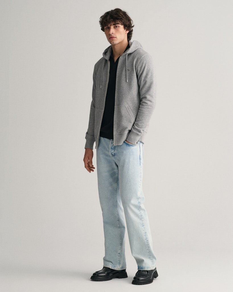 Gant miesten huppari K SHIELD FULL ZIP HOODIE, keskiharmaa