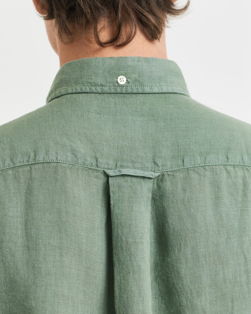 Gant miesten kauluspaita K Reg Garment Dyed Linen Shirt, vihreä