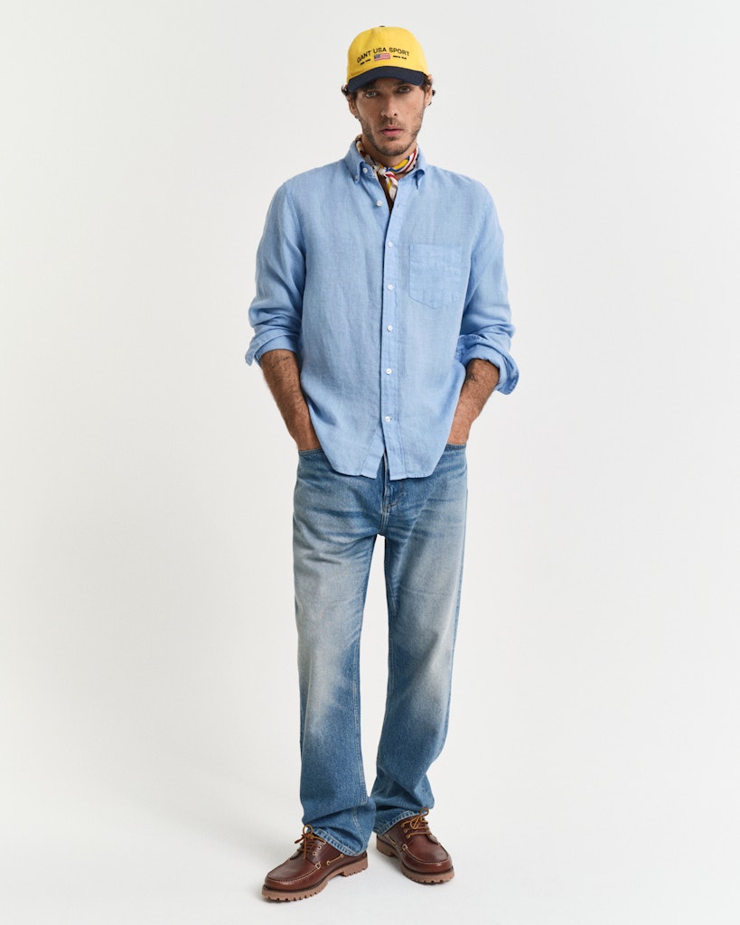 Gant miesten kauluspaita K Reg Garment Dyed Linen Shirt, vaaleansininen