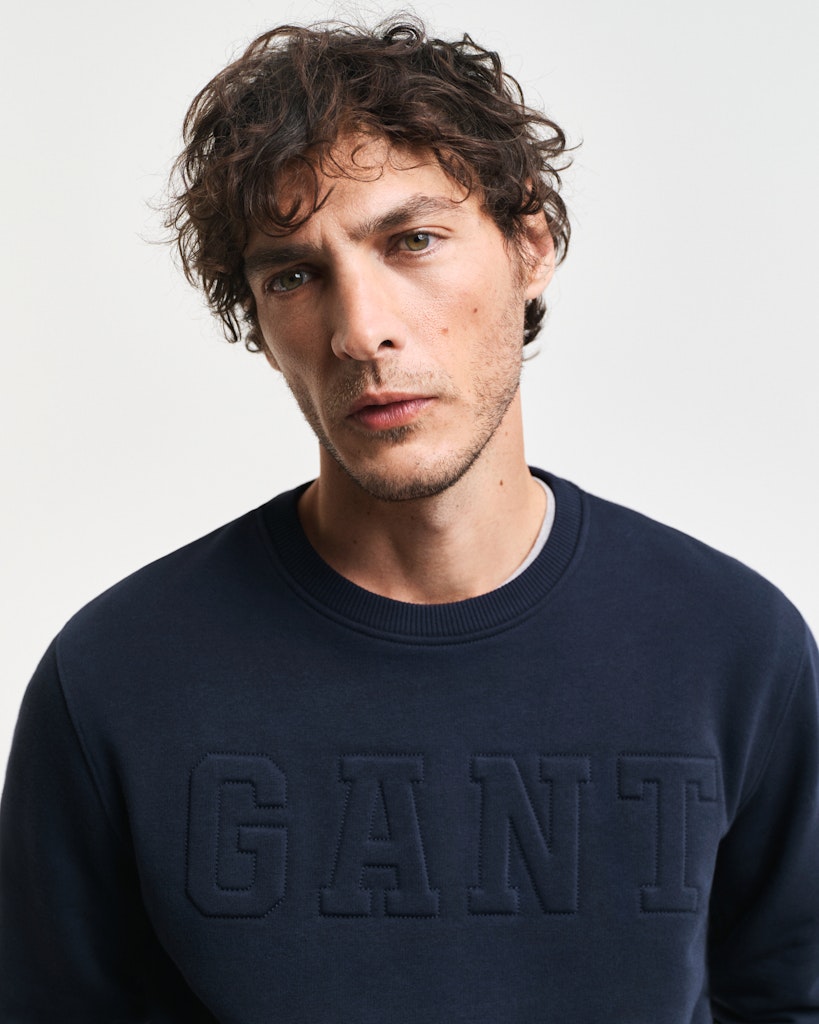 Gant miesten collegepusero, K EMBOSSED C-NECK SWEAT TUMMANSININEN